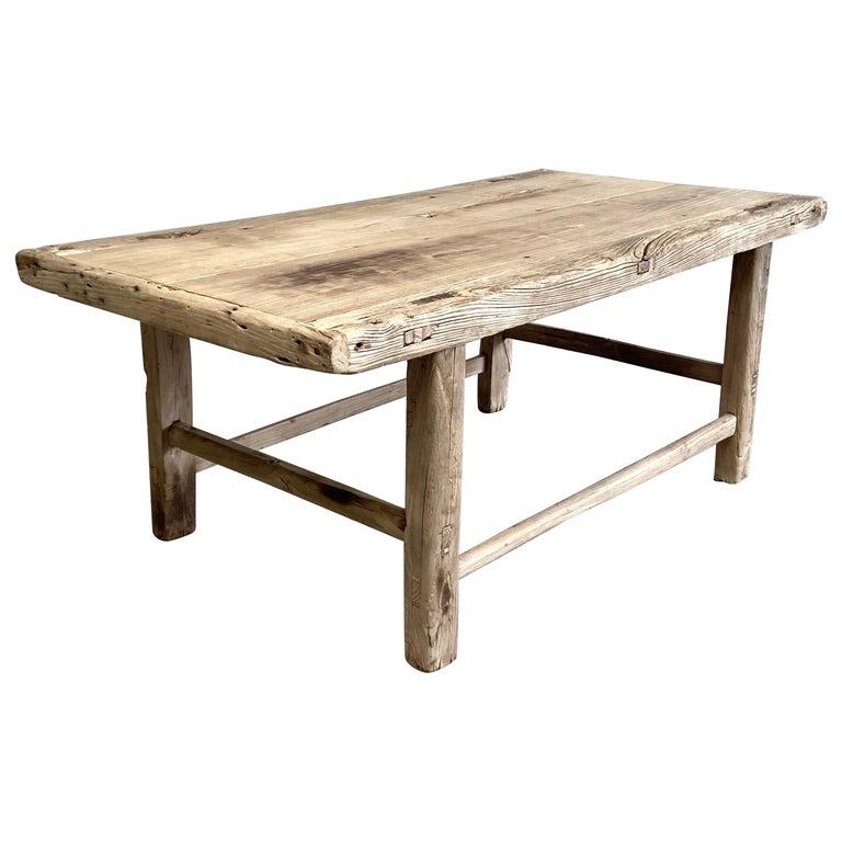 Vintage Elm Wood Coffee Table For Sale at 1stDibs