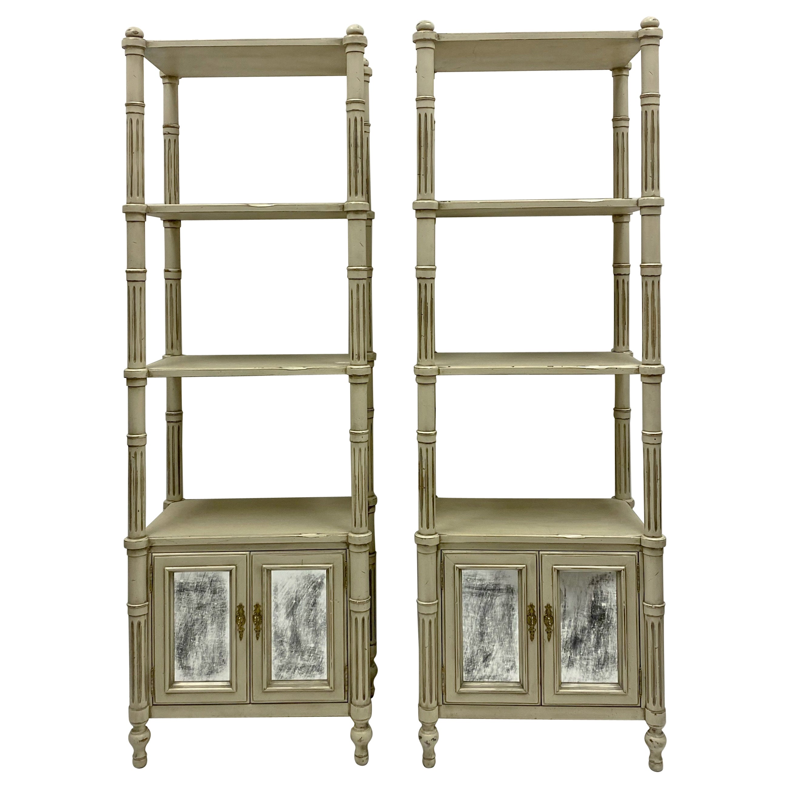 Late 20th-C. Gustavian or Swedish Style Etageres / Bookshelves / Cabinets, Pair