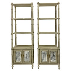 Retro Late 20th-C. Gustavian or Swedish Style Etageres / Bookshelves / Cabinets, Pair