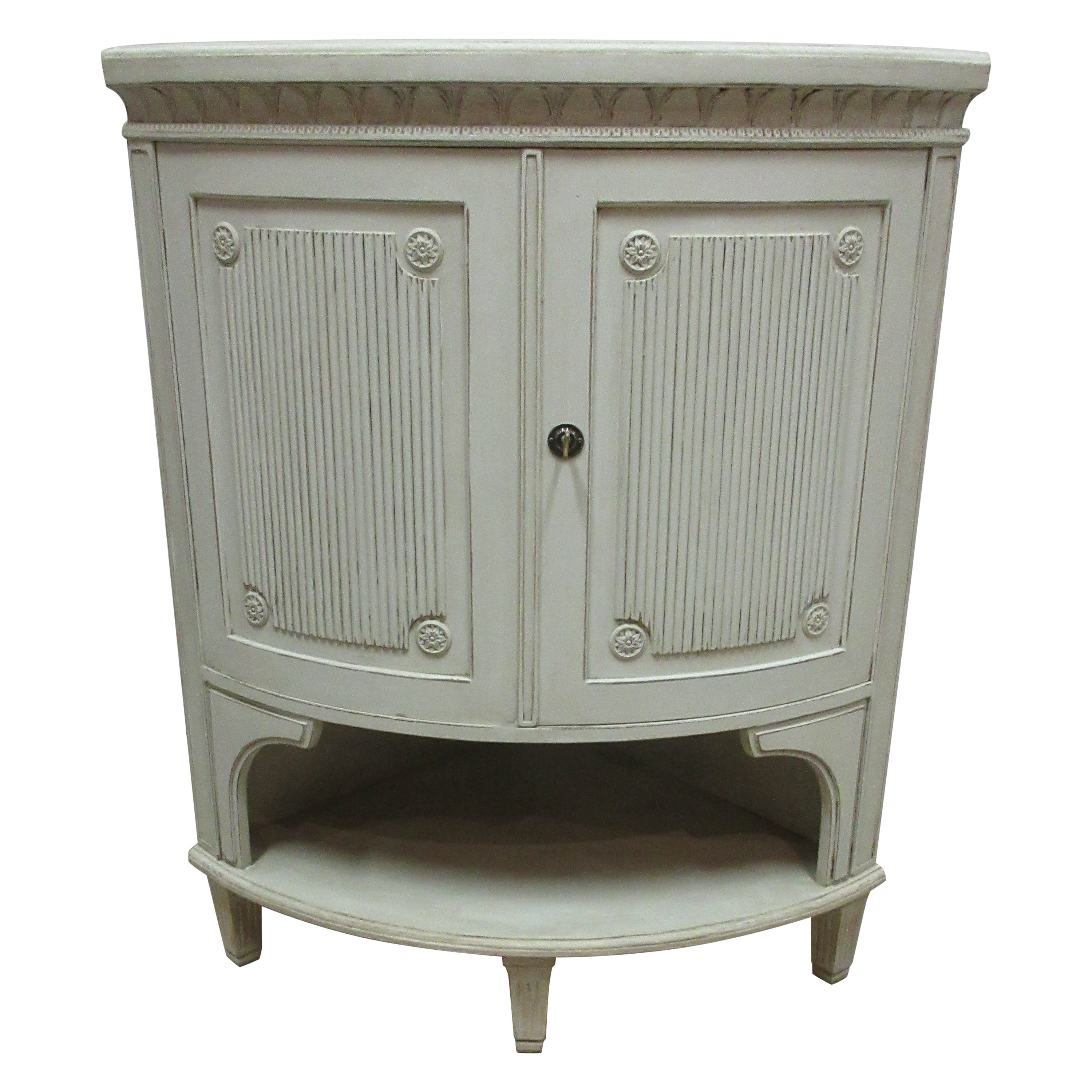 Swedish Gustavian Style Corner Cabinet For Sale