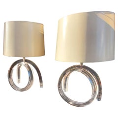 Dorothy Thorpe Pretzel lampes de bureau en lucite Astrolite Products Ritts Co, LA Label