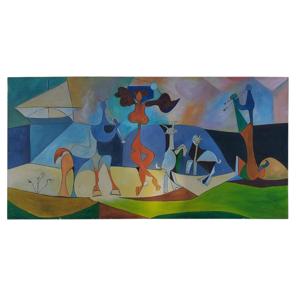 Pablo Picasso ""Lust of Life"" (La soif de vivre) Huile abstraite sur toile de l'artiste Ray Martinez en vente