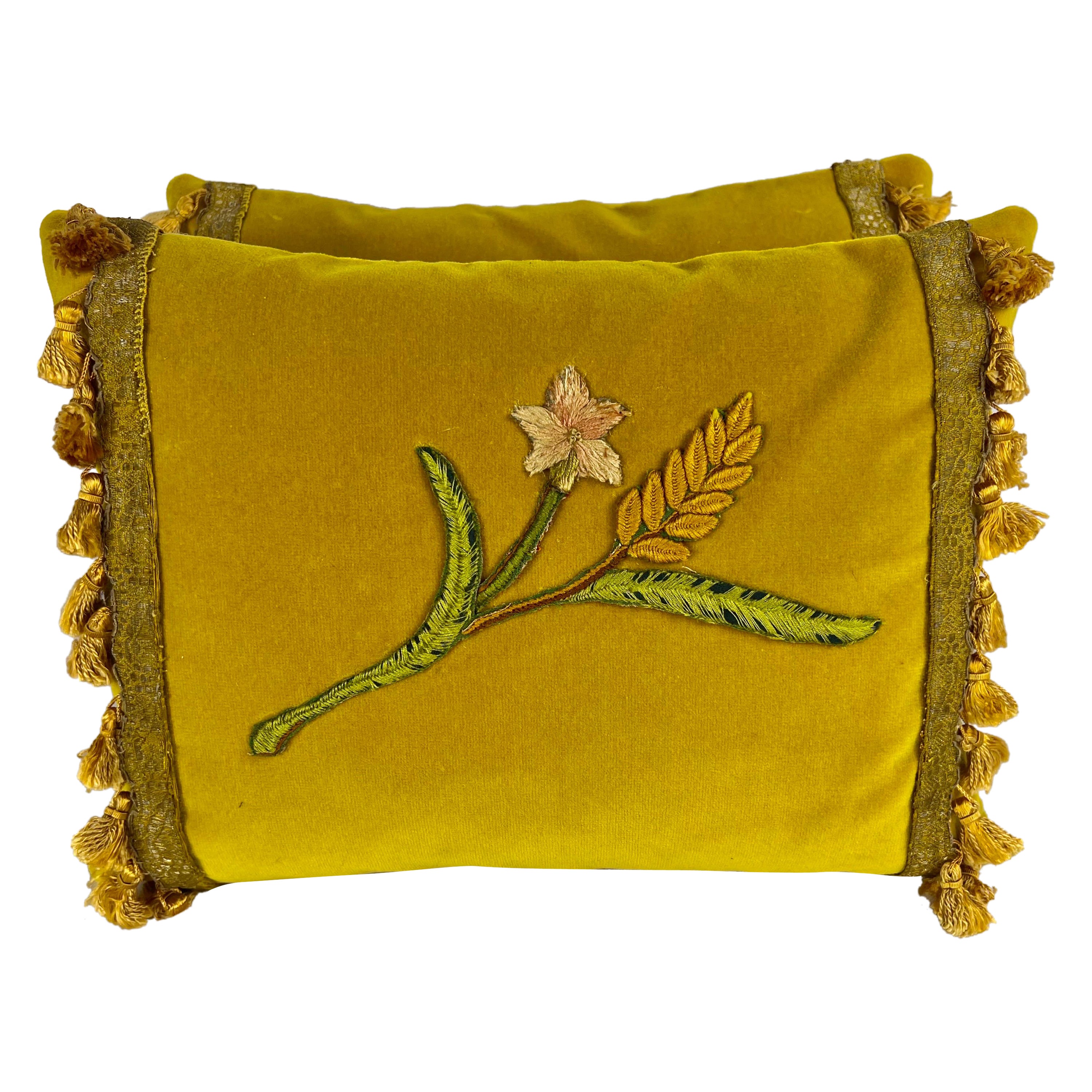 Pair of Custom Appliqué Pillows by MLA For Sale at 1stDibs