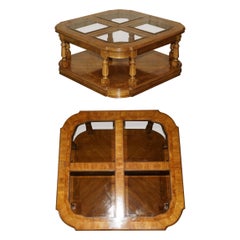 Sublime Burr Walnut with Glass Tops Large Coffee Cocktail Table Part of Suite