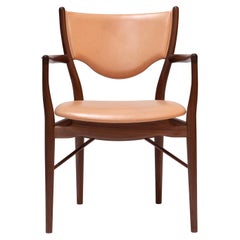 Finn Juhl 46 Chair Armrests, Wood and Leather