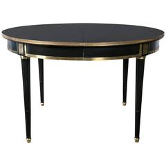 Circular Bronze Mounted Ebonized Louis XVI Style Dining Table by Jansen