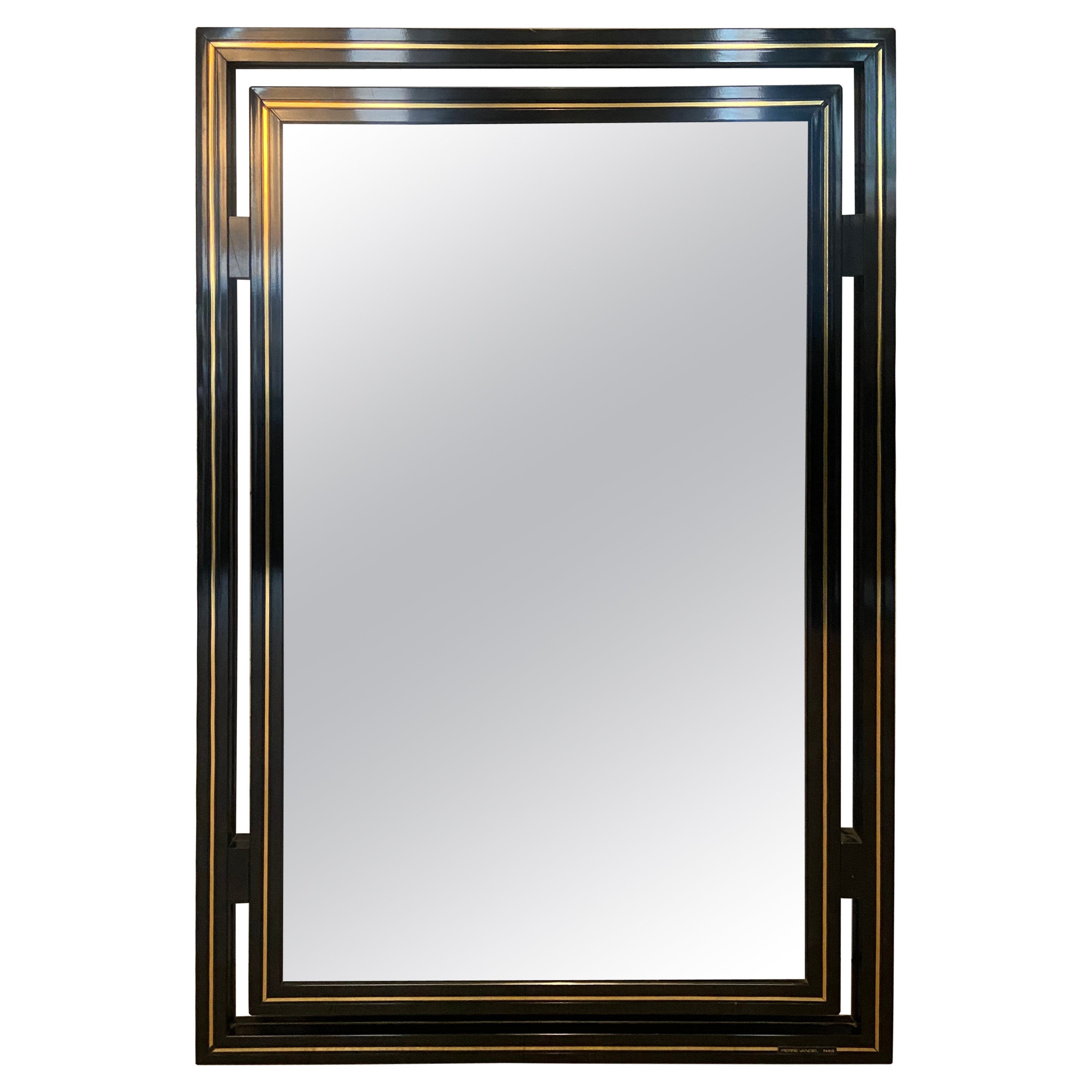 Black and gold Pierre Vandel mirror, 1970s For Sale