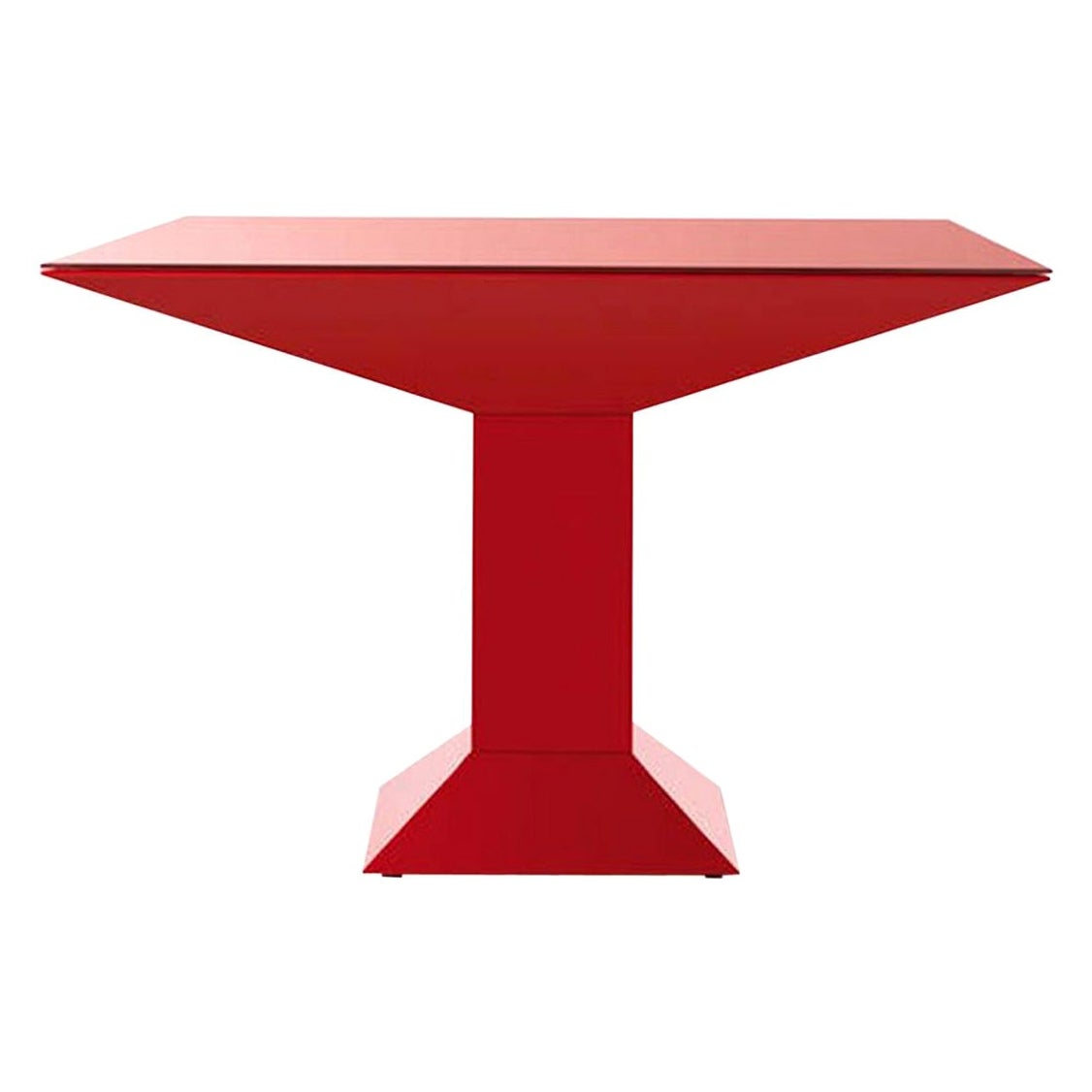 Ettore Sottsass Mettsass Tisch aus rot lackiertem Metall und Glas für BD