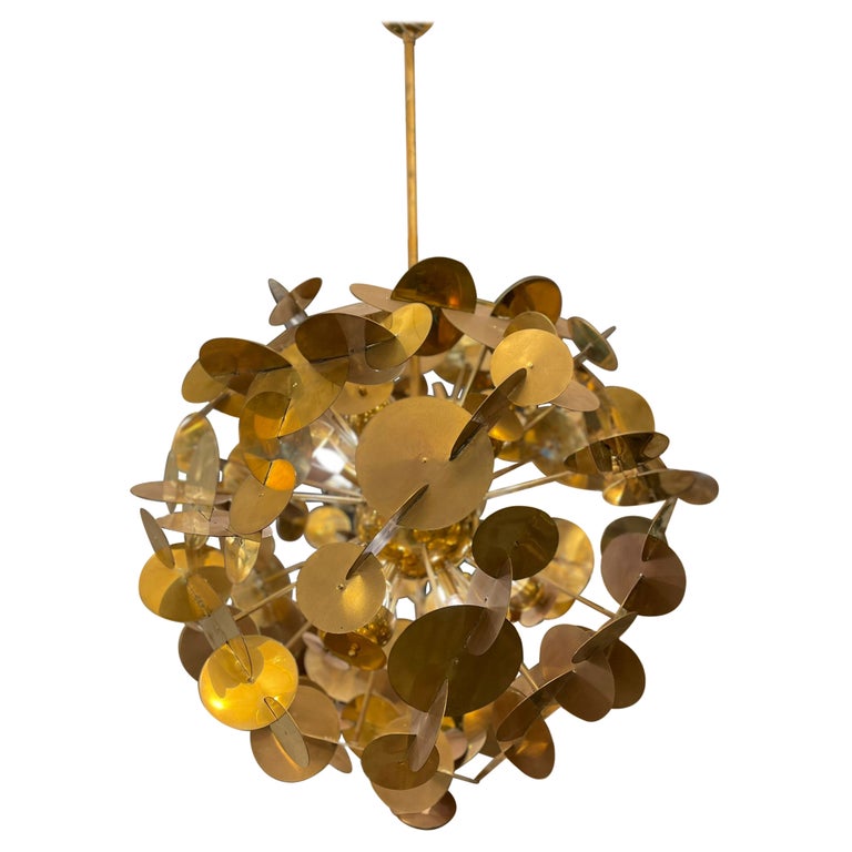 Sputnik "Discs" Brass Chandelier For Sale at 1stDibs