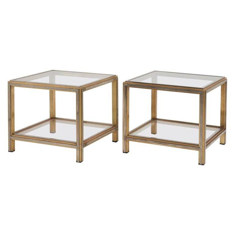 Pair of MidCentury Brass Side Tables For Sale at 1stDibs