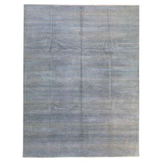 Green Modern Savannah Handmade Geometric Square Wool Rug at 1stDibs