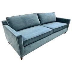 Pair of Matching Mitchell Gold Blue Velvet Sofas