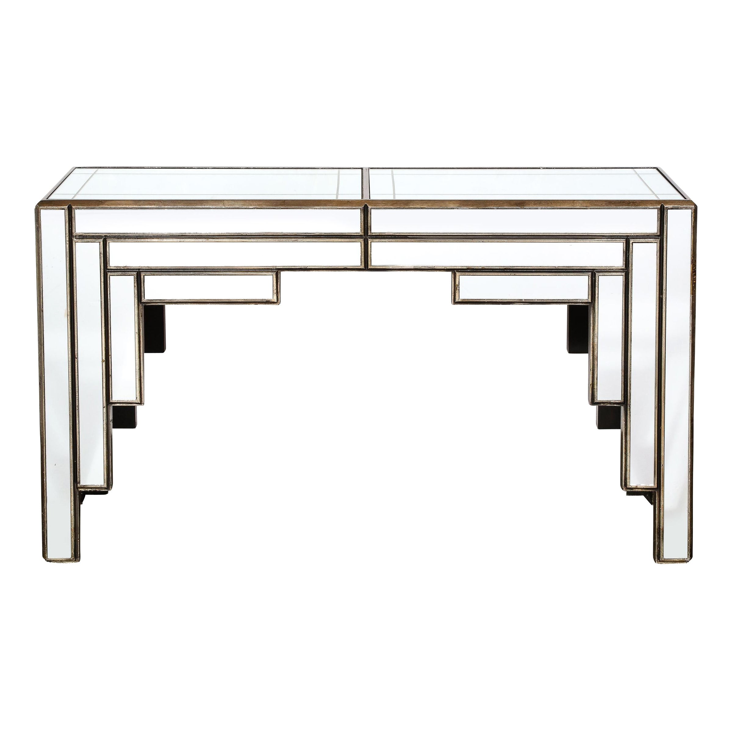 Gold Leaf Top Mid Century Modern Style Console Sofa Table at 1stDibs
