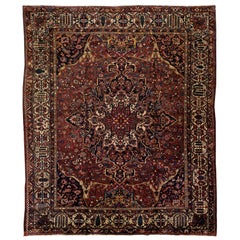 Handmade 20th Century Red Persian Bakhtiari Wool Rug With Allover Motif