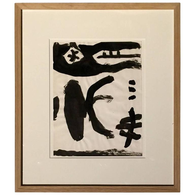 Artist Jacques Nestle Black and White Ink Painting, France, Mid-Century For Sale