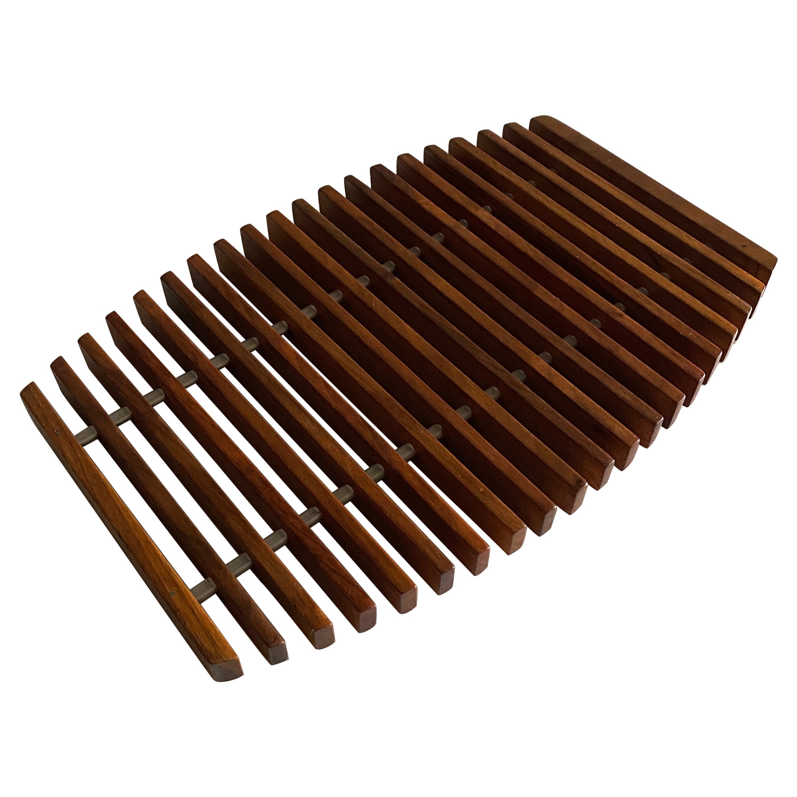 Danish Slatted Teak Trivet, 1960's For Sale