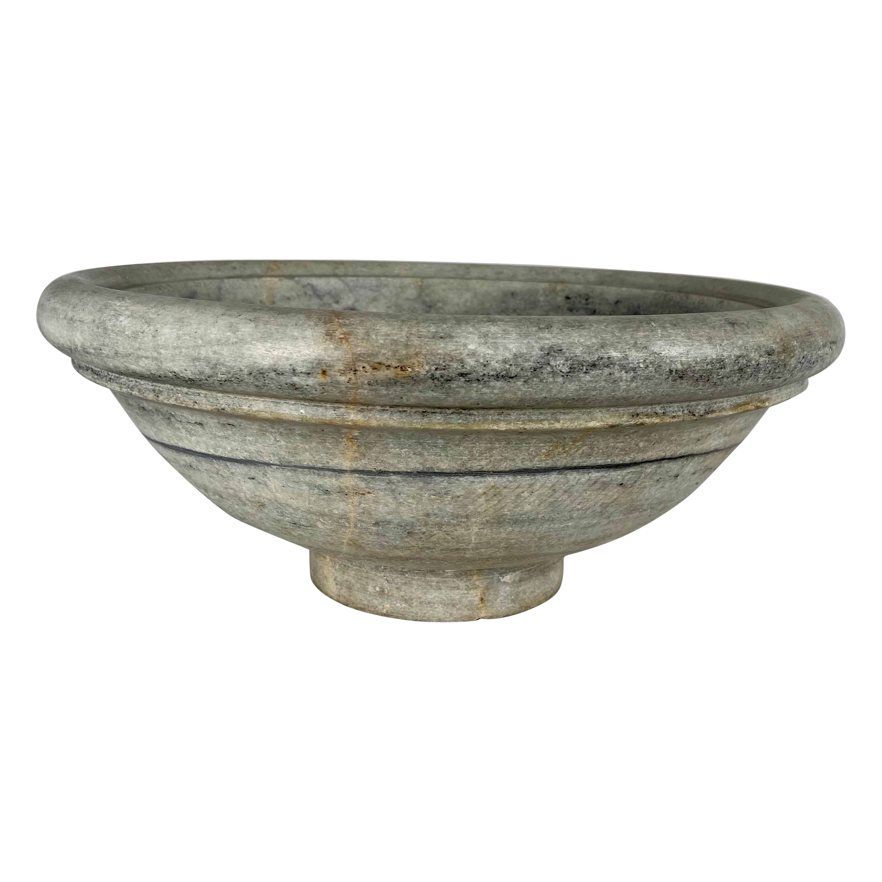 Italian Round Limestone Sink-Early 20th Century For Sale