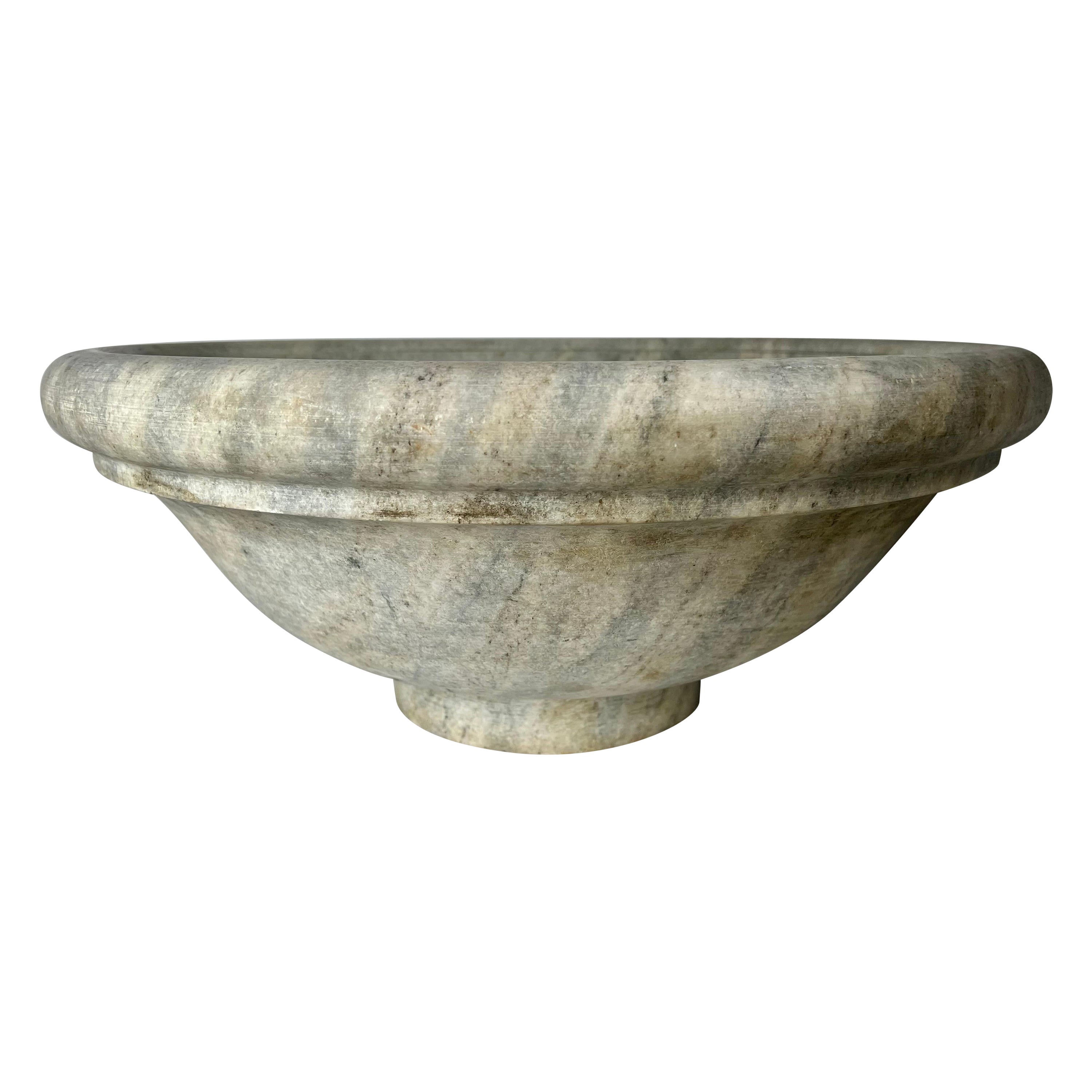 Italian Natural Colored Stone Sink w/ Bluish Gray Detailing For Sale