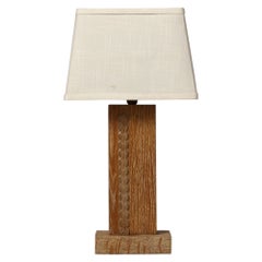 Lampe de table en chêne cérusé des années 1950