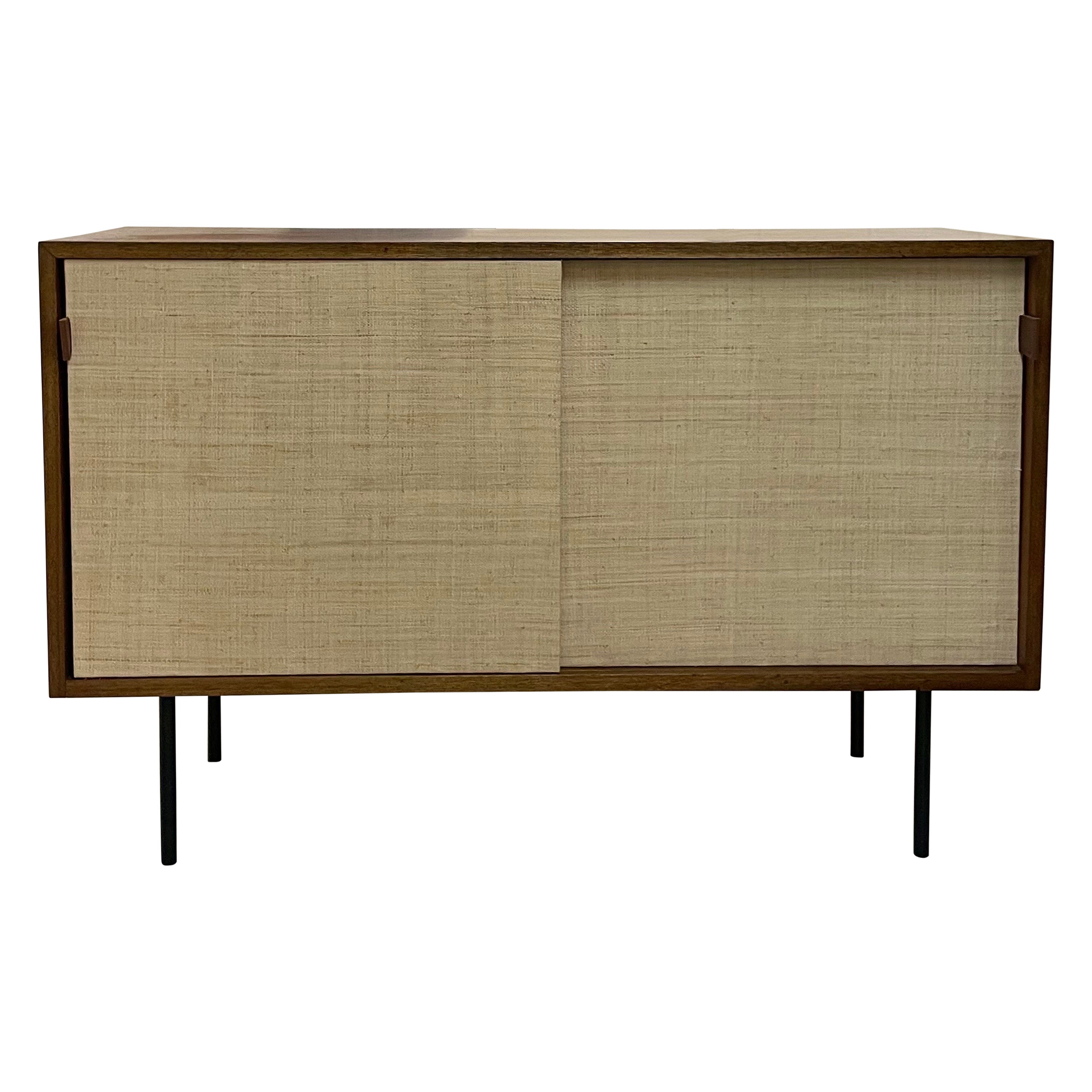 Modernistisches Sideboard aus Teakholz und Bast von Florance Knoll, 1960er Jahre im Angebot