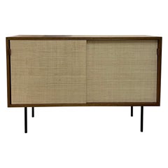 Modernistisches Sideboard aus Teakholz und Bast von Florance Knoll, 1960er Jahre