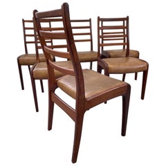 Vintage Ladder Back Dining Chairs, Possibly Teak, Set of 6 UK Import