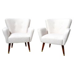 Used Pair of Socialist Mid-Century Lounge Chairs With Boucle Upholstery