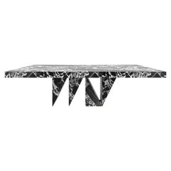 Dining-Table Black Marble 260x142x71cm Triangular Middle-Leg, Handcrafted, pc1/1