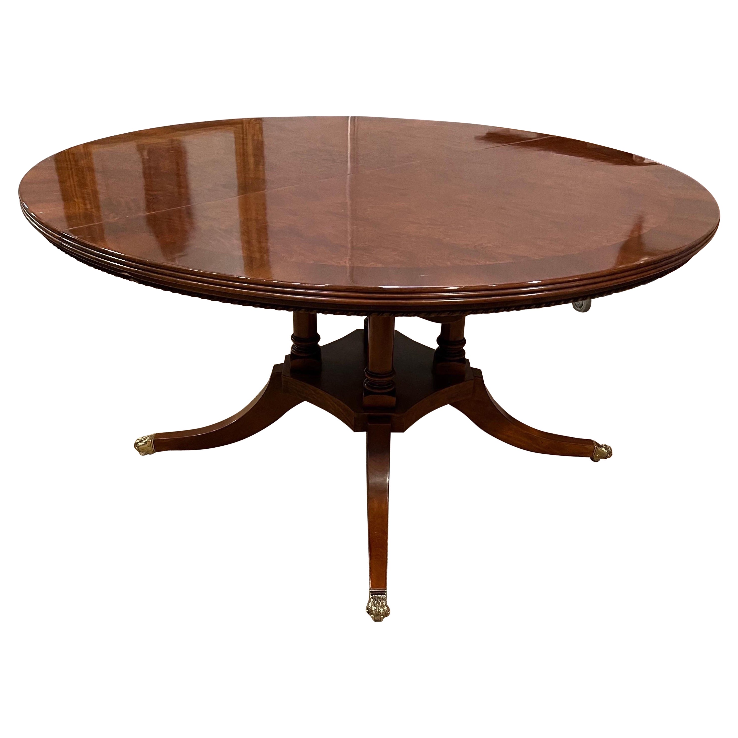 Walnut Cross-Banded Extension Dining Table with 1 Leaf