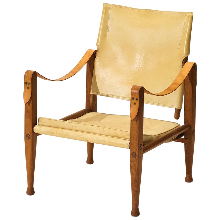 Kaare Klint Safari Chair Produced by Rud Rasmussen in Denmark For Sale