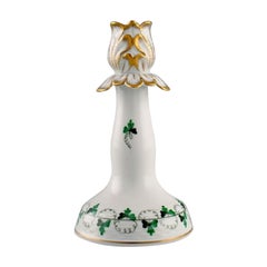 Herend Candlestick in Hand-Painted Porcelain with Gold Decoration