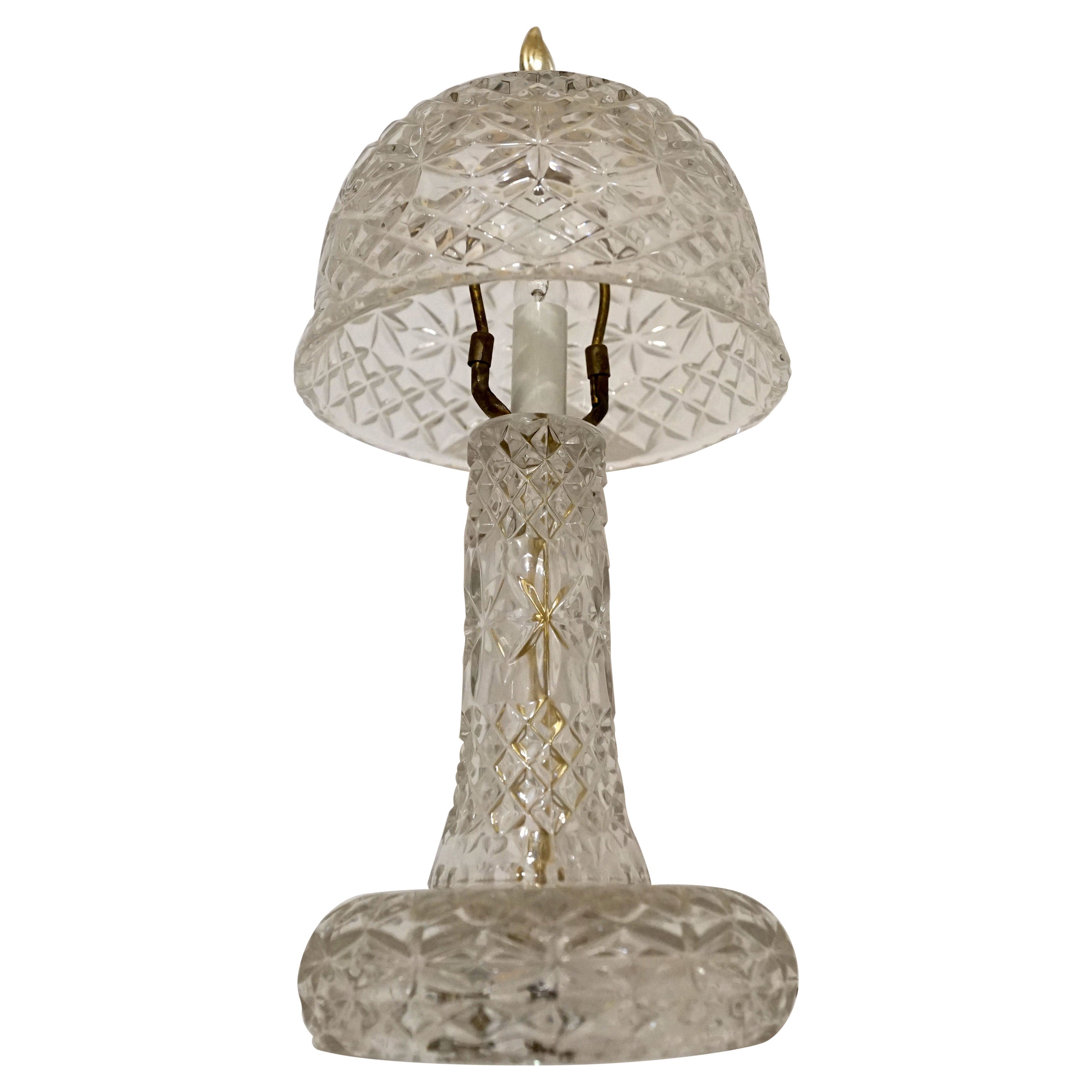 Lampe de bureau vintage en forme de champignon en cristal plombé pressé