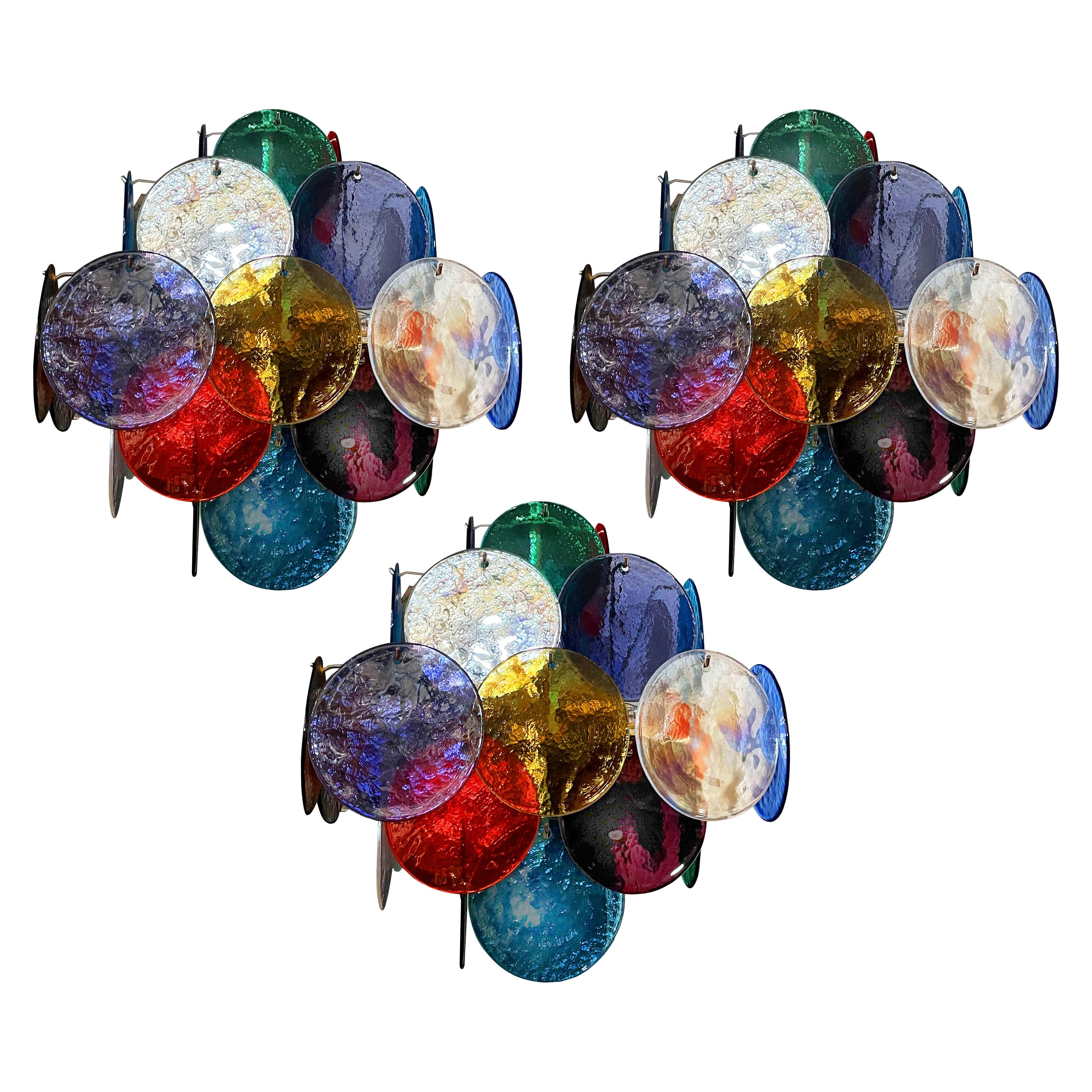 Spectacular Trio Arlecchino Chandeliers, Murano For Sale