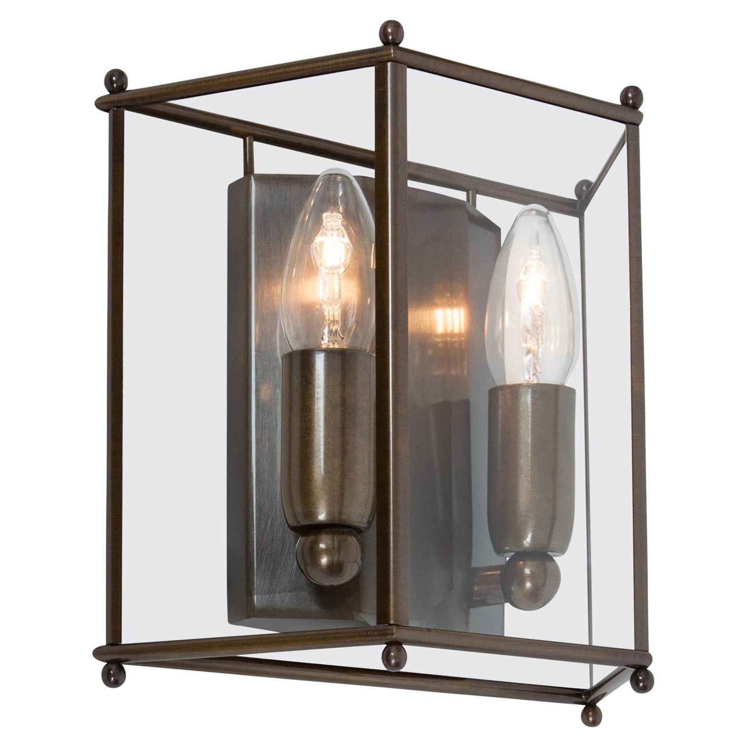 Konsthantverk Glimminge Oxidized Brass Small Wall Lamp For Sale