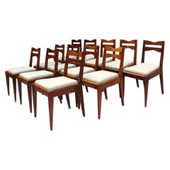 Set of 12 Fine French Art Deco Oak Dining Chairs by Dudouyt