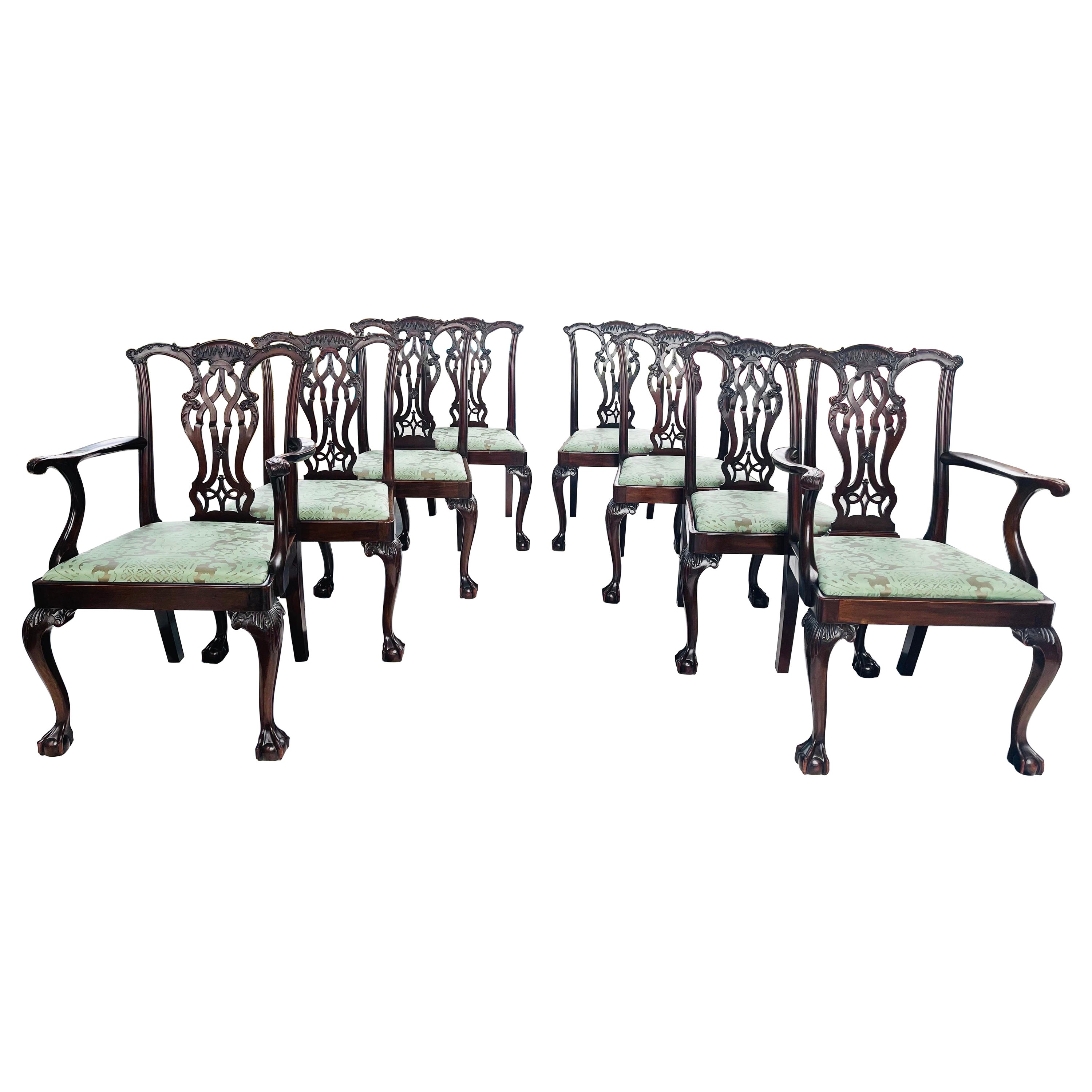 Set of 8 Chippendale Mahogany Ball Clawfoot Dining Chairs  For Sale
