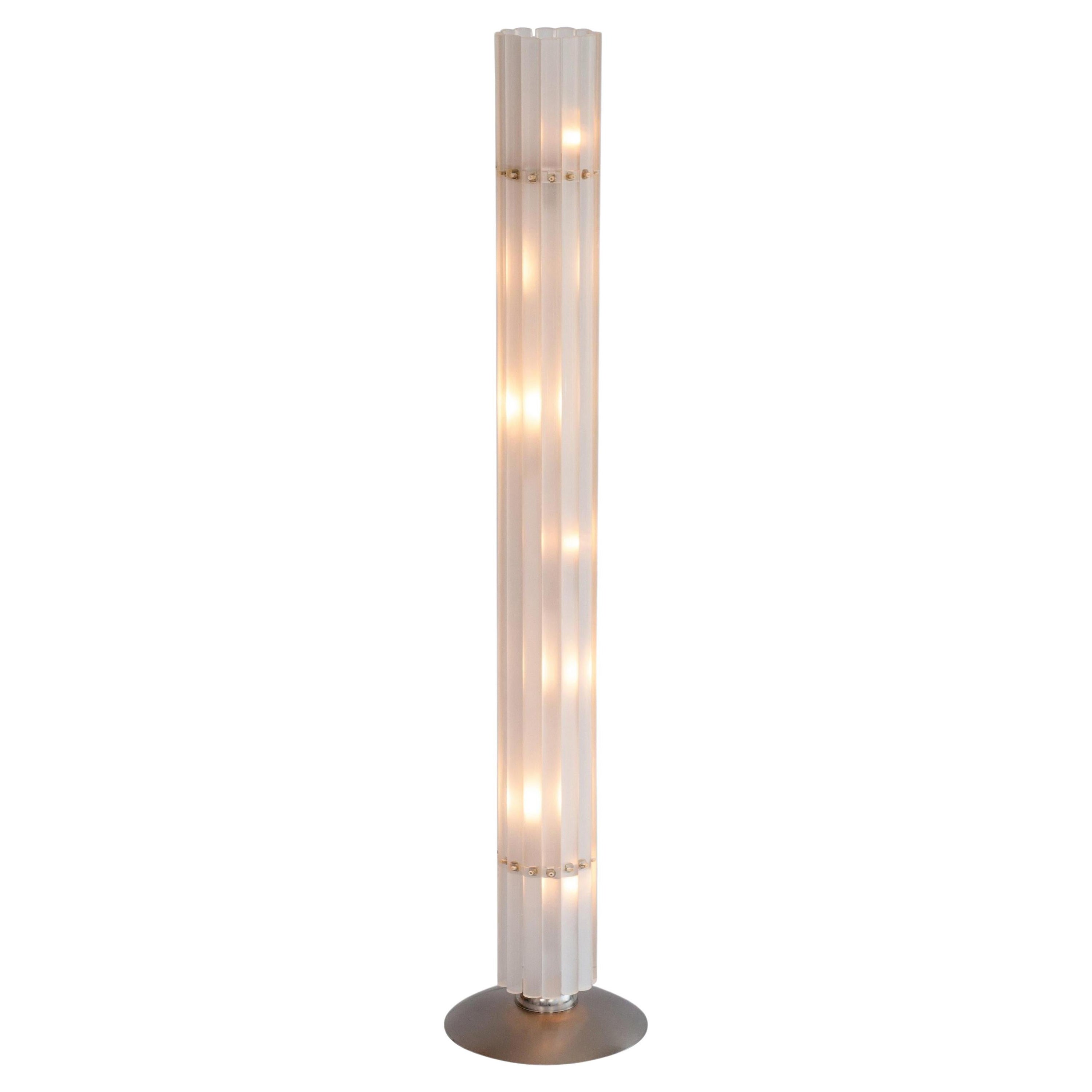 Lampadaire cylindrique blanc sur mesure Murano Glass ArtistGiovanni Dalla Fina Italy en vente