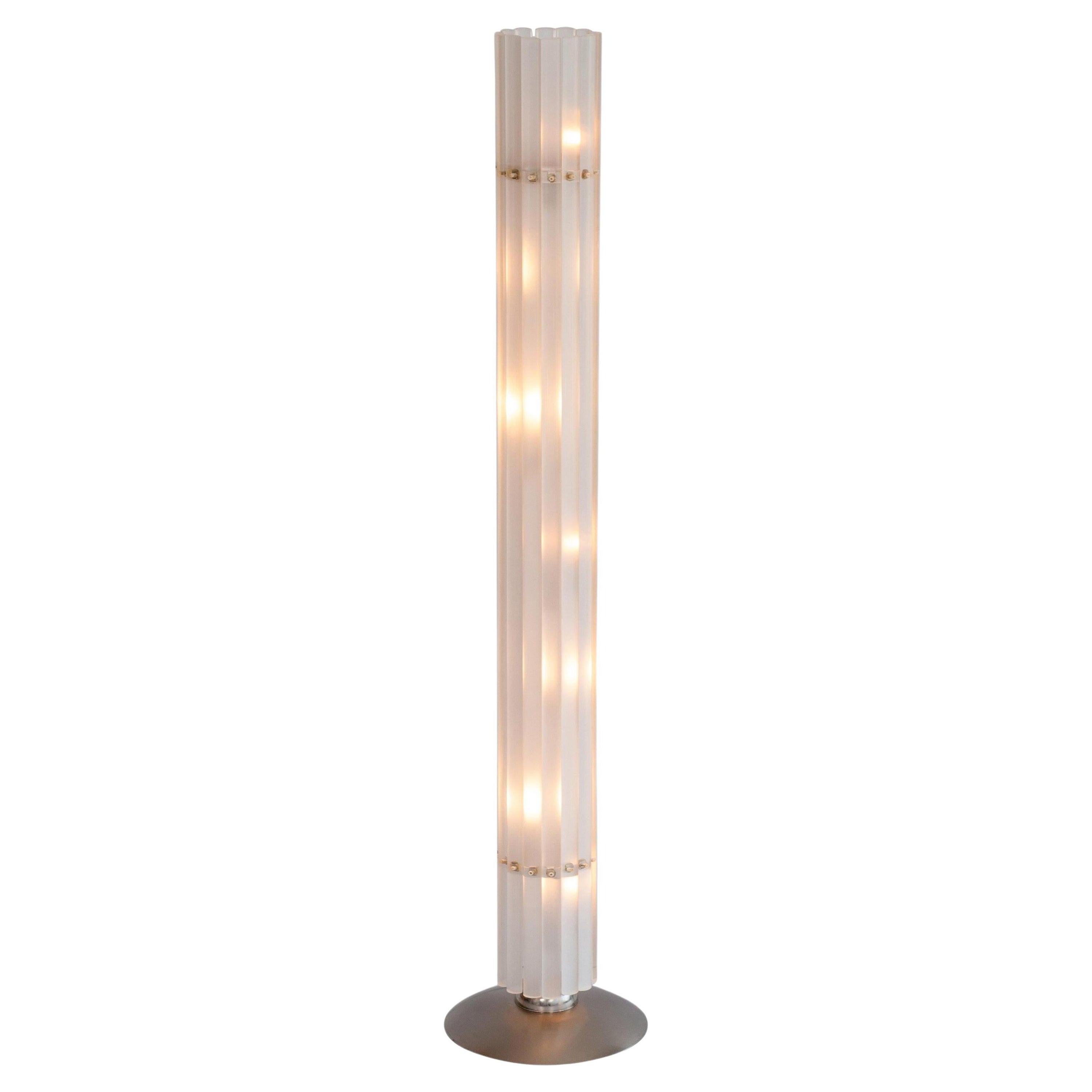 Bespoke White Cylinder Floor Lamp Murano Glass ArtistGiovanni Dalla Fina Italy