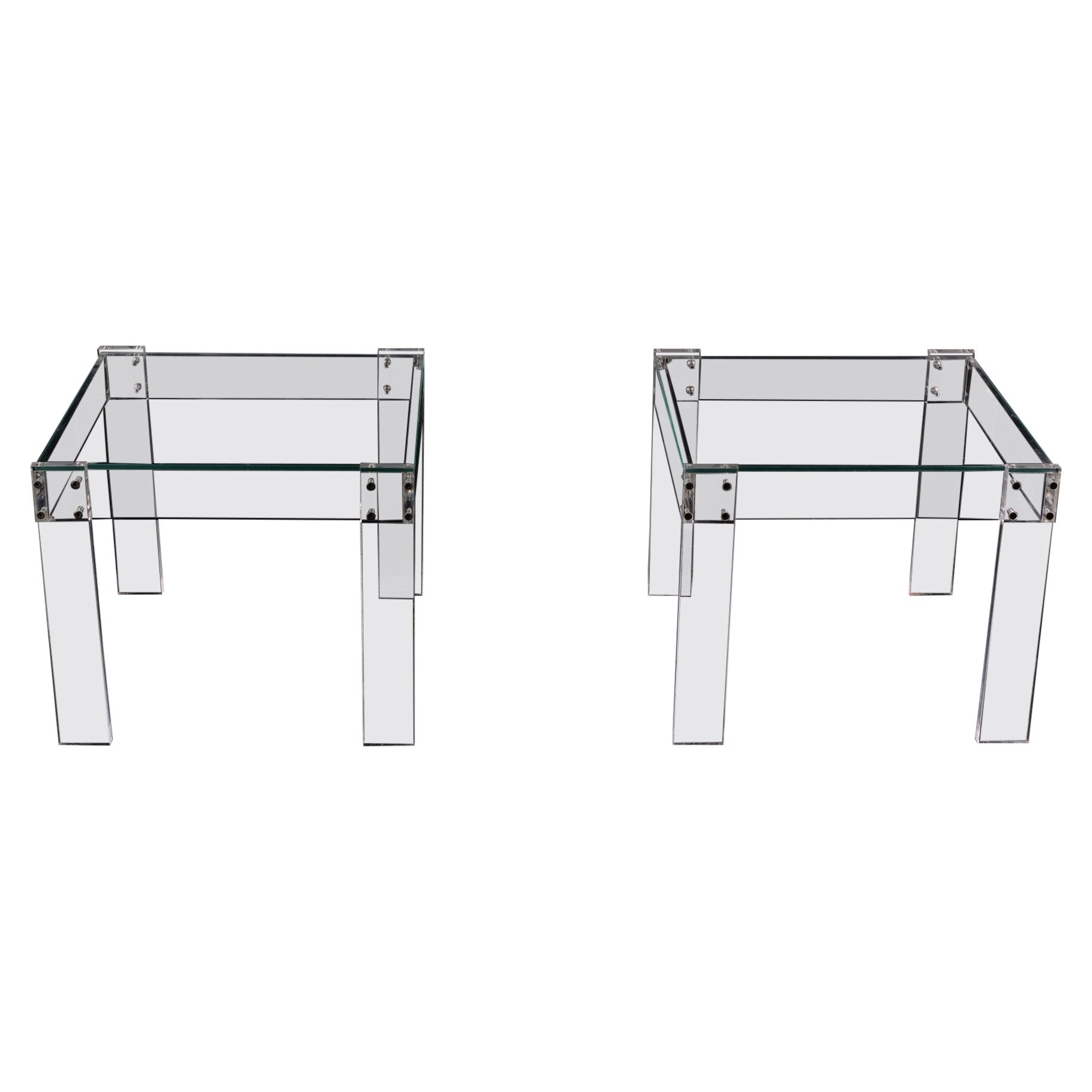 Vintage Square Small Lucite Side Tables 1970s France For Sale