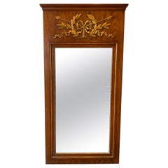 Vintage 1960s, Wood Trumeau Mirror with Gilt Accents