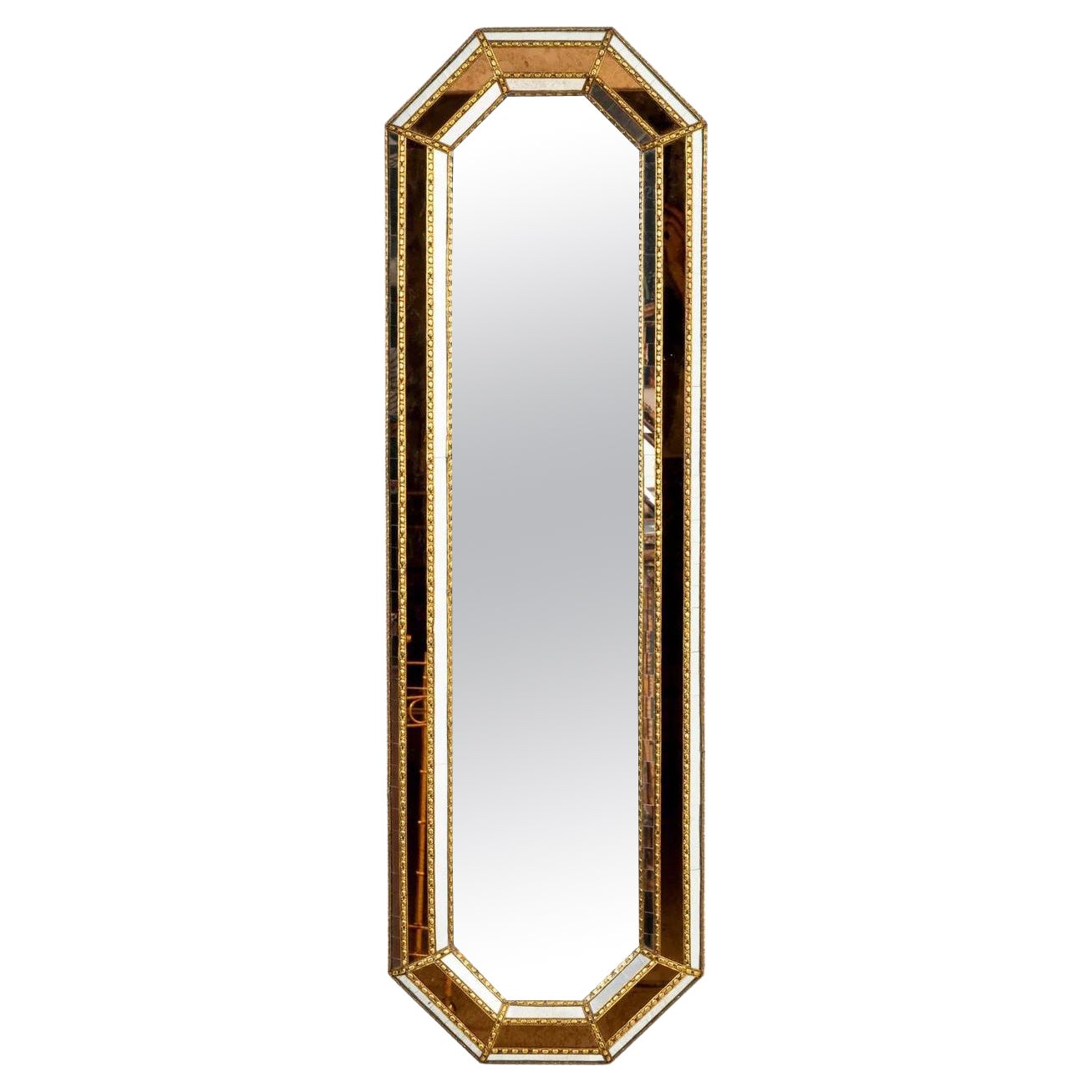 MidCentury French Brass Trim Mirror at 1stDibs