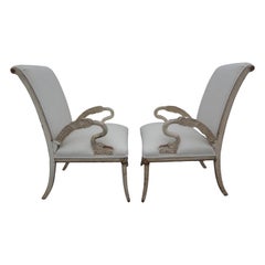 Pair of Italian Neoclassical Style Swan Chairs