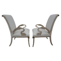 Pair of Italian Neoclassical Style Swan Chairs