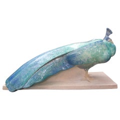 French Art Deco Peacock Sculpture by Gabriel Beauvais