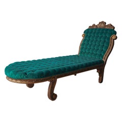 Hollywood Regency Style Tufted Velvet Chaise