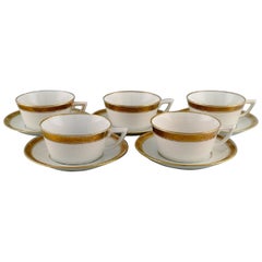 Used Royal Copenhagen Service No. 607, Five Teacups with Saucers