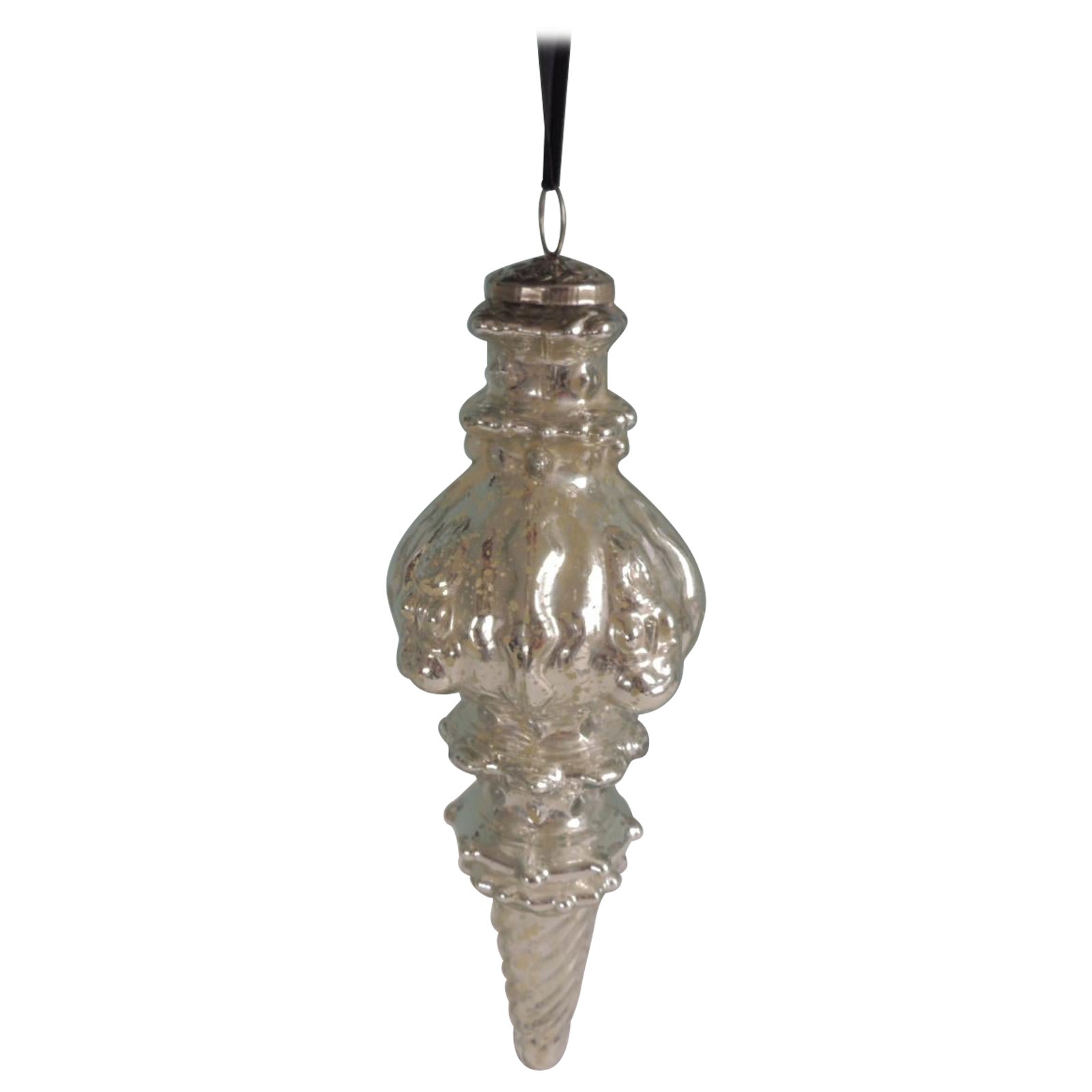 Vintage Style Monumental Holiday Mercury Glass Ornament
