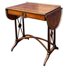 Early 20th Century French Neo-Classical Mahogany Drop Leaf Table / Bar / Desk Wi