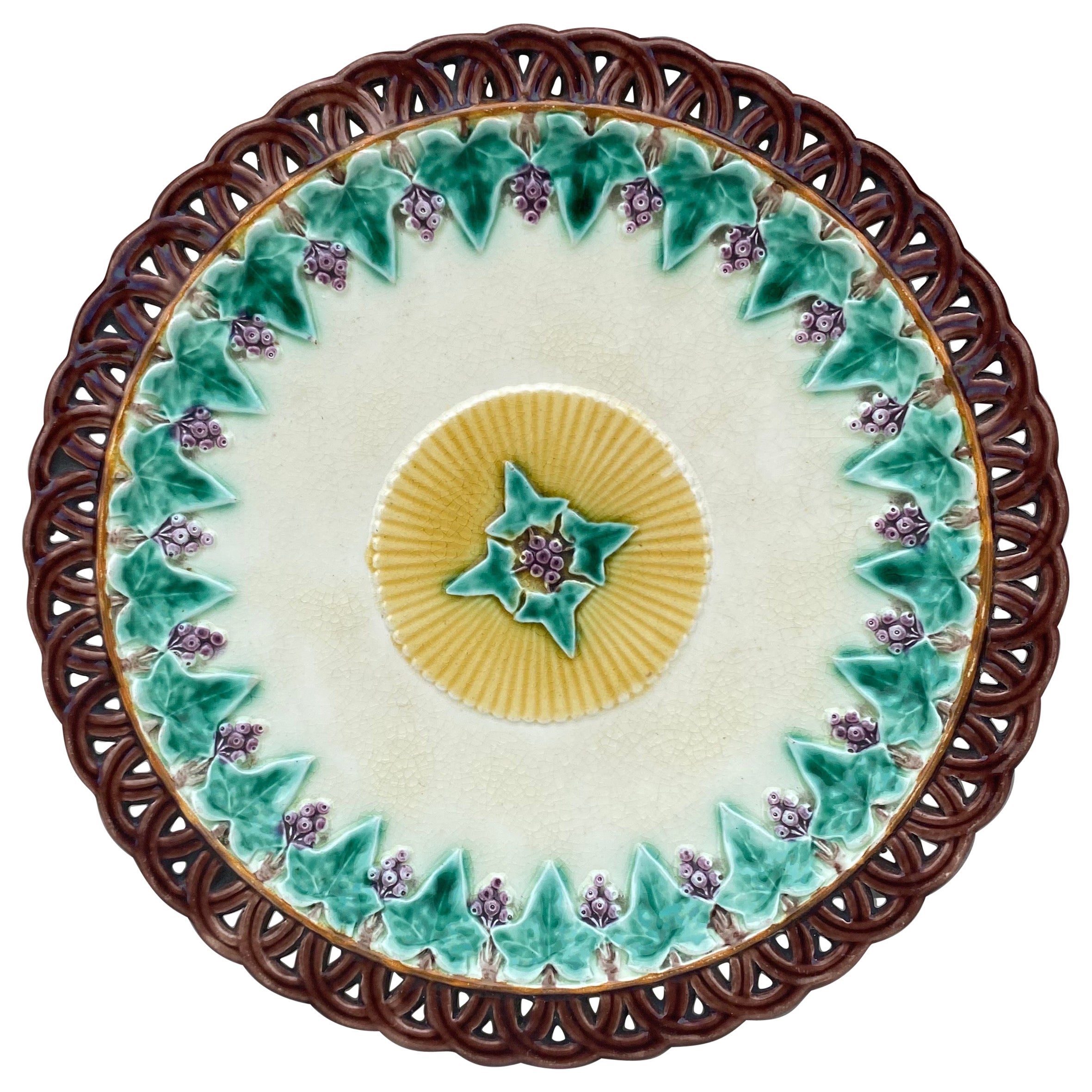 19th Century Wedgwood Majolica Reticulated Plate