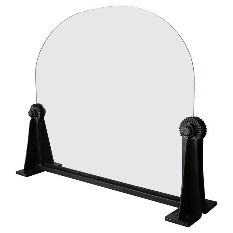 Iron and Glass Fireplace Screen For Sale at 1stDibs